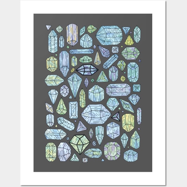 Mystic Crystals - Illustration Pattern Wall Art by bblane